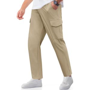 imageCOOFANDY Mens Casual Pants Lightweight Hiking Cargo Pants Stretch Outdoor Work Pant with Multi PocketsKhaki