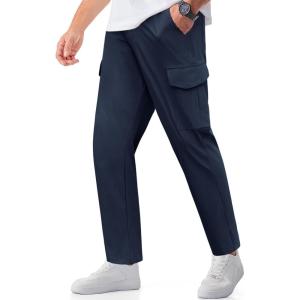 imageCOOFANDY Mens Casual Pants Lightweight Hiking Cargo Pants Stretch Outdoor Work Pant with Multi PocketsNavy Blue