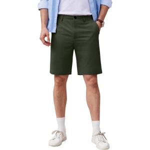 imageCOOFANDY Mens Casual Shorts 9 Inch Flat Front Lightweight Summer Beach Vacation ShortsArmy Green