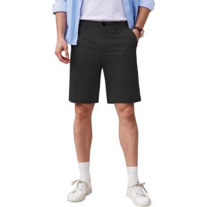 imageCOOFANDY Mens Casual Shorts 9 Inch Flat Front Lightweight Summer Beach Vacation ShortsBlack