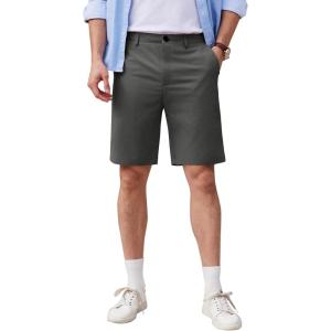 imageCOOFANDY Mens Casual Shorts 9 Inch Flat Front Lightweight Summer Beach Vacation ShortsDrak Grey