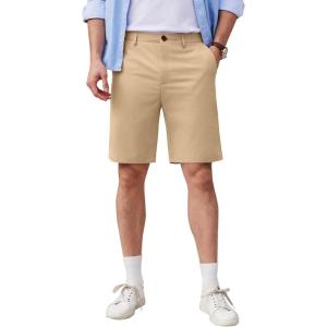 imageCOOFANDY Mens Casual Shorts 9 Inch Flat Front Lightweight Summer Beach Vacation ShortsKhaki