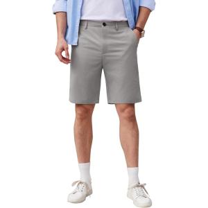 imageCOOFANDY Mens Casual Shorts 9 Inch Flat Front Lightweight Summer Beach Vacation ShortsLight Grey