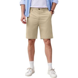 imageCOOFANDY Mens Casual Shorts 9 Inch Flat Front Lightweight Summer Beach Vacation ShortsLight Khaki