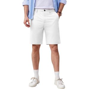 imageCOOFANDY Mens Casual Shorts 9 Inch Flat Front Lightweight Summer Beach Vacation ShortsWhite