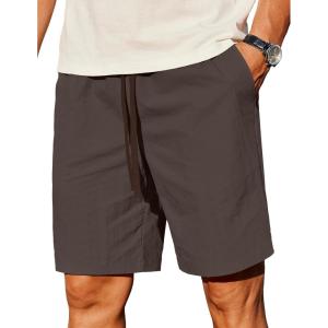 imageCOOFANDY Mens Casual Shorts Elastic Waist Drawstring Lightweight Summer Beach ShortsBrown