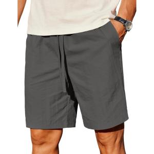 imageCOOFANDY Mens Casual Shorts Elastic Waist Drawstring Lightweight Summer Beach ShortsDark Grey