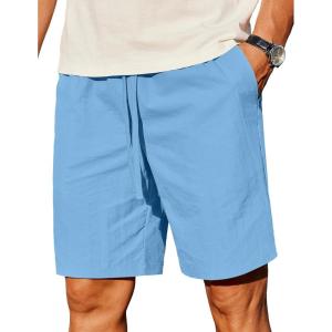 imageCOOFANDY Mens Casual Shorts Elastic Waist Drawstring Lightweight Summer Beach ShortsSky Blue