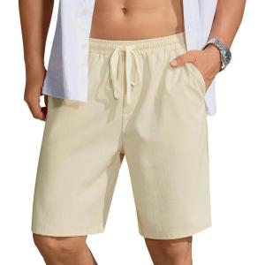 imageCOOFANDY Mens Casual Shorts Lightweight Elastic Waist Drawstring Summer Beach Shorts with PocketsCreamcolored