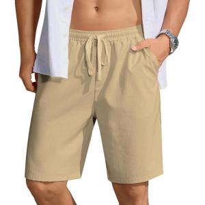 imageCOOFANDY Mens Casual Shorts Lightweight Elastic Waist Drawstring Summer Beach Shorts with PocketsKhaki