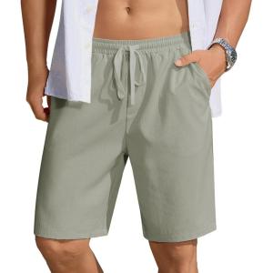 imageCOOFANDY Mens Casual Shorts Lightweight Elastic Waist Drawstring Summer Beach Shorts with PocketsLight Grey