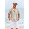 imageCOOFANDY Cuban Guayabera Shirts for Men Short Sleeve Casual Button Down Shirts Summer Vacation ShirtsBeige