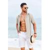 imageCOOFANDY Cuban Guayabera Shirts for Men Short Sleeve Casual Button Down Shirts Summer Vacation ShirtsBeige