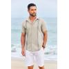 imageCOOFANDY Cuban Guayabera Shirts for Men Short Sleeve Casual Button Down Shirts Summer Vacation ShirtsBeige