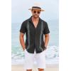 imageCOOFANDY Cuban Guayabera Shirts for Men Short Sleeve Casual Button Down Shirts Summer Vacation ShirtsBlack