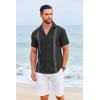 imageCOOFANDY Cuban Guayabera Shirts for Men Short Sleeve Casual Button Down Shirts Summer Vacation ShirtsBlack