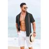 imageCOOFANDY Cuban Guayabera Shirts for Men Short Sleeve Casual Button Down Shirts Summer Vacation ShirtsBlack