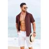 imageCOOFANDY Cuban Guayabera Shirts for Men Short Sleeve Casual Button Down Shirts Summer Vacation ShirtsDeep Red