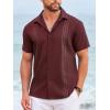imageCOOFANDY Cuban Guayabera Shirts for Men Short Sleeve Casual Button Down Shirts Summer Vacation ShirtsDeep Red