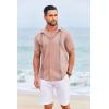 imageCOOFANDY Cuban Guayabera Shirts for Men Short Sleeve Casual Button Down Shirts Summer Vacation ShirtsDusty Rose