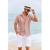 imageCOOFANDY Cuban Guayabera Shirts for Men Short Sleeve Casual Button Down Shirts Summer Vacation ShirtsDusty Rose
