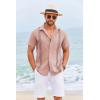 imageCOOFANDY Cuban Guayabera Shirts for Men Short Sleeve Casual Button Down Shirts Summer Vacation ShirtsDusty Rose