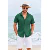 imageCOOFANDY Cuban Guayabera Shirts for Men Short Sleeve Casual Button Down Shirts Summer Vacation ShirtsForest Green