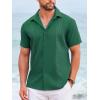 imageCOOFANDY Cuban Guayabera Shirts for Men Short Sleeve Casual Button Down Shirts Summer Vacation ShirtsForest Green