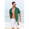imageCOOFANDY Cuban Guayabera Shirts for Men Short Sleeve Casual Button Down Shirts Summer Vacation ShirtsForest Green