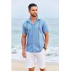 imageCOOFANDY Cuban Guayabera Shirts for Men Short Sleeve Casual Button Down Shirts Summer Vacation ShirtsLight Blue
