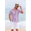 imageCOOFANDY Cuban Guayabera Shirts for Men Short Sleeve Casual Button Down Shirts Summer Vacation ShirtsLilac