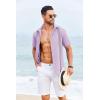 imageCOOFANDY Cuban Guayabera Shirts for Men Short Sleeve Casual Button Down Shirts Summer Vacation ShirtsLilac