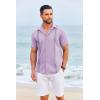 imageCOOFANDY Cuban Guayabera Shirts for Men Short Sleeve Casual Button Down Shirts Summer Vacation ShirtsLilac