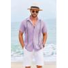 imageCOOFANDY Cuban Guayabera Shirts for Men Short Sleeve Casual Button Down Shirts Summer Vacation ShirtsLilac
