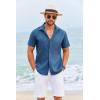imageCOOFANDY Cuban Guayabera Shirts for Men Short Sleeve Casual Button Down Shirts Summer Vacation ShirtsNavy
