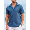 imageCOOFANDY Cuban Guayabera Shirts for Men Short Sleeve Casual Button Down Shirts Summer Vacation ShirtsNavy