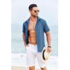 imageCOOFANDY Cuban Guayabera Shirts for Men Short Sleeve Casual Button Down Shirts Summer Vacation ShirtsNavy