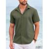imageCOOFANDY Cuban Guayabera Shirts for Men Short Sleeve Casual Button Down Shirts Summer Vacation ShirtsOlive Green