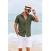 imageCOOFANDY Cuban Guayabera Shirts for Men Short Sleeve Casual Button Down Shirts Summer Vacation ShirtsOlive Green