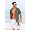 imageCOOFANDY Cuban Guayabera Shirts for Men Short Sleeve Casual Button Down Shirts Summer Vacation ShirtsOlive Green