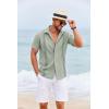 imageCOOFANDY Cuban Guayabera Shirts for Men Short Sleeve Casual Button Down Shirts Summer Vacation ShirtsSage Green