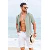 imageCOOFANDY Cuban Guayabera Shirts for Men Short Sleeve Casual Button Down Shirts Summer Vacation ShirtsSage Green