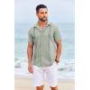 imageCOOFANDY Cuban Guayabera Shirts for Men Short Sleeve Casual Button Down Shirts Summer Vacation ShirtsSage Green