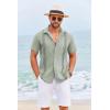 imageCOOFANDY Cuban Guayabera Shirts for Men Short Sleeve Casual Button Down Shirts Summer Vacation ShirtsSage Green