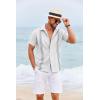 imageCOOFANDY Cuban Guayabera Shirts for Men Short Sleeve Casual Button Down Shirts Summer Vacation ShirtsWhite