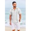 imageCOOFANDY Cuban Guayabera Shirts for Men Short Sleeve Casual Button Down Shirts Summer Vacation ShirtsWhite