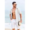 imageCOOFANDY Cuban Guayabera Shirts for Men Short Sleeve Casual Button Down Shirts Summer Vacation ShirtsWhite