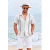 imageCOOFANDY Cuban Guayabera Shirts for Men Short Sleeve Casual Button Down Shirts Summer Vacation ShirtsWhite