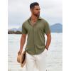 imageCOOFANDY Mens Button Down Shirts Short Sleeve Casual Summer Beach Shirts Vacation Wedding ShirtsArmy Green