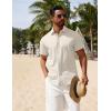 imageCOOFANDY Mens Button Down Shirts Short Sleeve Casual Summer Beach Shirts Vacation Wedding ShirtsBeige